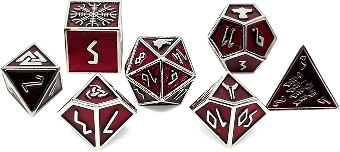 Norse Foundry Set of 7 Vampire Blood Norse Series Full Metal Polyhedral Dice RPG Math Games DND Pathfinder