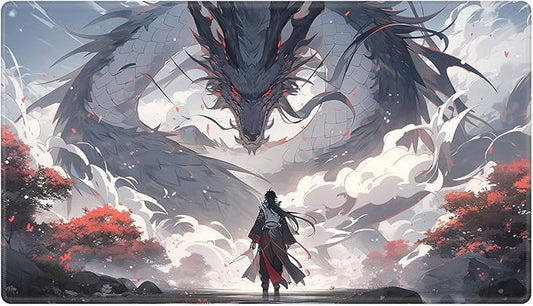 Card Playmat 70 x 40 cm Game Mats Tabletop Magic for MTG/TCG Cards, Trading Card Game Playing Stitched Commander Deck Gaming Desk Duel Mat Card Gameplay Mats, Mythical Dragon