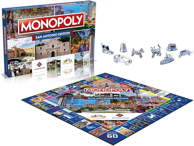 Monopoly Board Game San Antonio Edition: 2-6 Players Family Board Games for Kids and Adults, Board Games for Kids 8 and up, for Kids and Adults, Ideal for Game Night