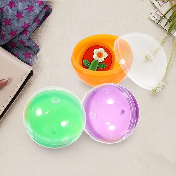 Vaguelly 50pcs Plastic 1.8 Inch Vending Machine Capsules Bauble Sphere Openable Twisted Balls Sphere Grab Balls Claw Machines Prizes Containers