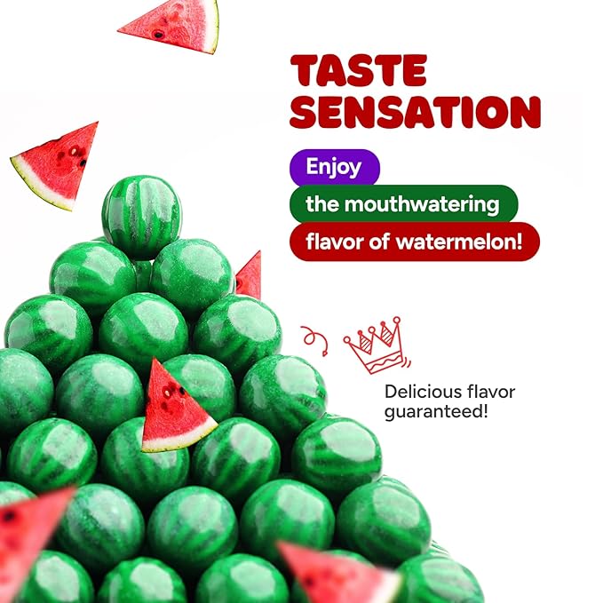 Gumballs for Gumball Machine Refills - Watermelon Large Gumball - 1 Inch Gum Ball for Vending Machine - Assorted Colors Chewing Gum - Bubble Gum Bulk 1.7 Lb