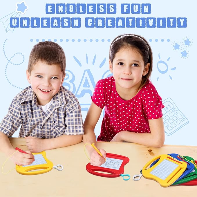 Chinco 24 Pieces Kids Mini Magnetic Drawing Board for Backpack Keychain Clip Erasable Mini Doodle Boards Toys for Party Colorful Writing Sketch Painting Pad Set Classroom Reward Supplies(Cute)