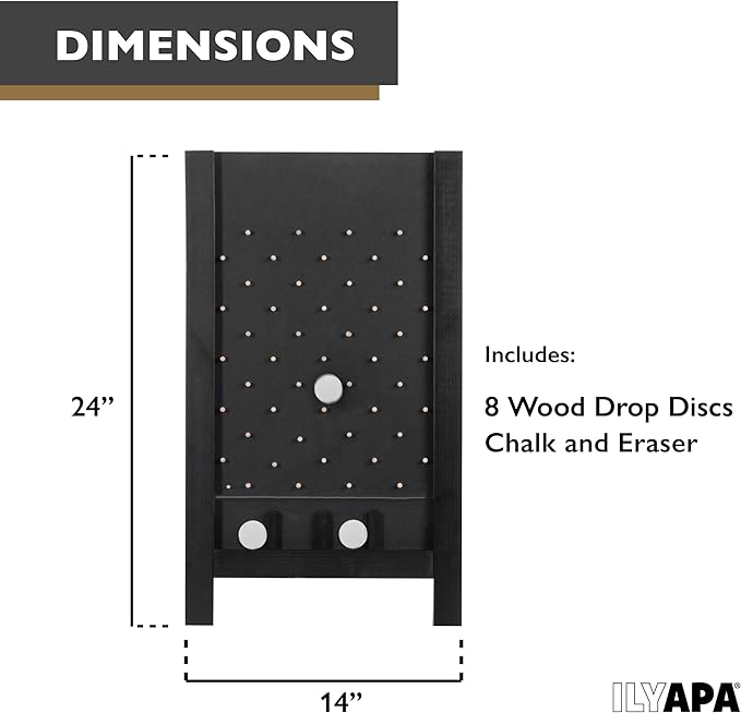 Ilyapa Board - Large Portable Prize Drop Game for Events and Trade Show - 14 x 24 Inch Wooden Sign Penny Drop Game - Chalk, Magnetic Eraser