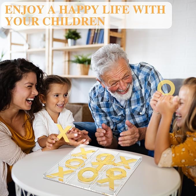 Set of 2 Acrylic Tic Tac Toe and 4 in a Row Classic Board Outdoor Games for Adults and Family Table Strategy Board Games for Living Room Table Guest Room Decor(Yellow and White)