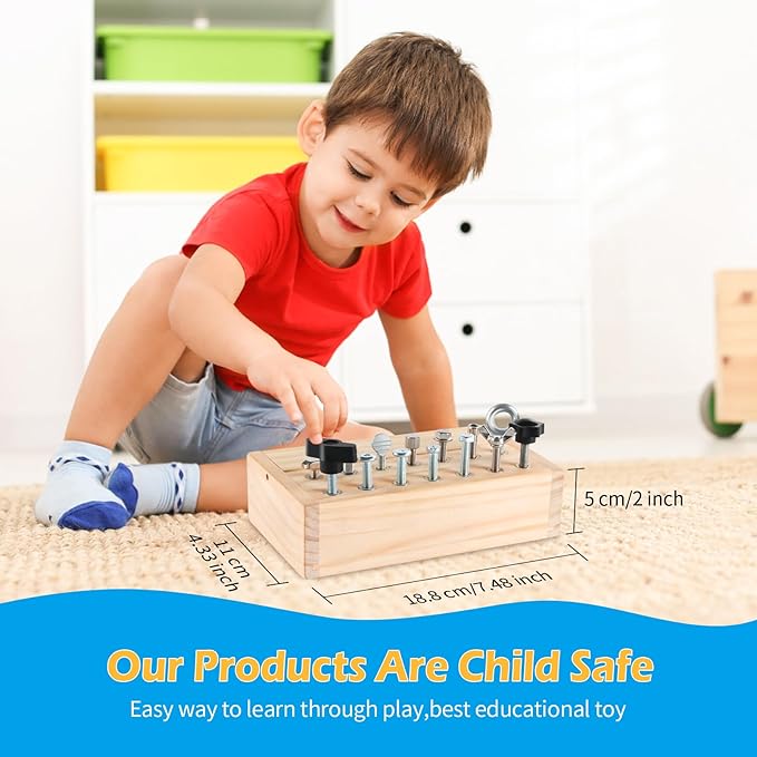 Montessori Toys for 3 4 5 Year Old,Montessori Screwdriver Board Set,Kids Tool Set,Sensory Preschool Learning for Toddler Travel,Fine Motor Skills - STEM Toys