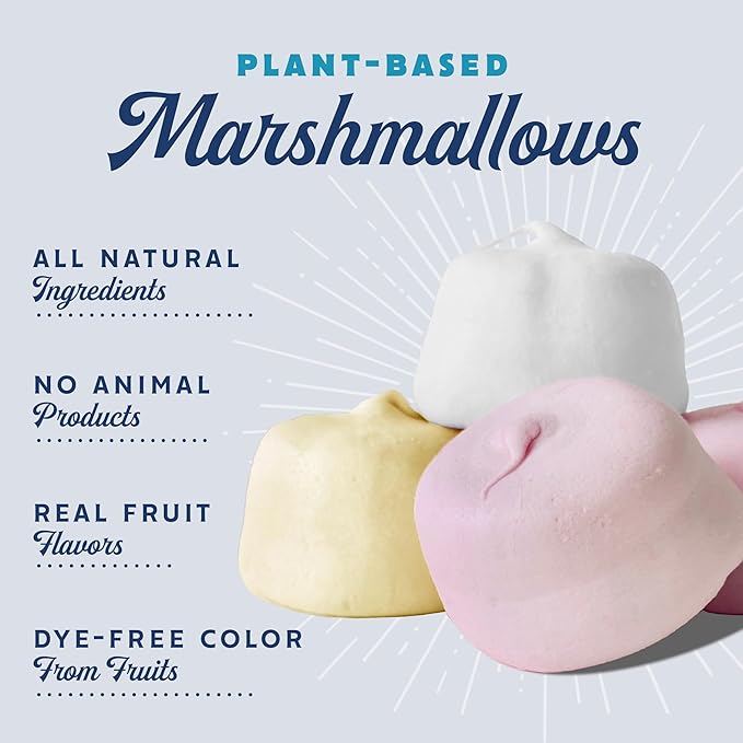 GoodMallow Vegan Marshmallows - Large Kosher Halal Gluten Free Dairy Free Healthy- Natural Gelatin Free Marshmallows for Hot Chocolate, Smores, Baking - Nothing Artificial (White Vanilla) (Pack of 4)