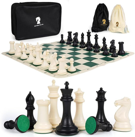 20" Tournament Chess Set - New Modern Style Pieces - Chess Board Set with XL 4X Quadruple Weighted Pieces - Travel Chess Sets for Adults Unique - Kids Chess Set for Kids - Chess Geeks