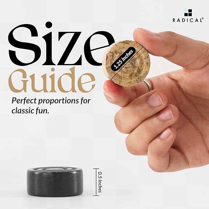 Radicaln Marble Checker Figures 1.25'' Inches Black and Coral Handmade Outdoor Board Game Draughts Checker Pieces Travel Chess Set Classic Board Game Checkers Outdoor Games