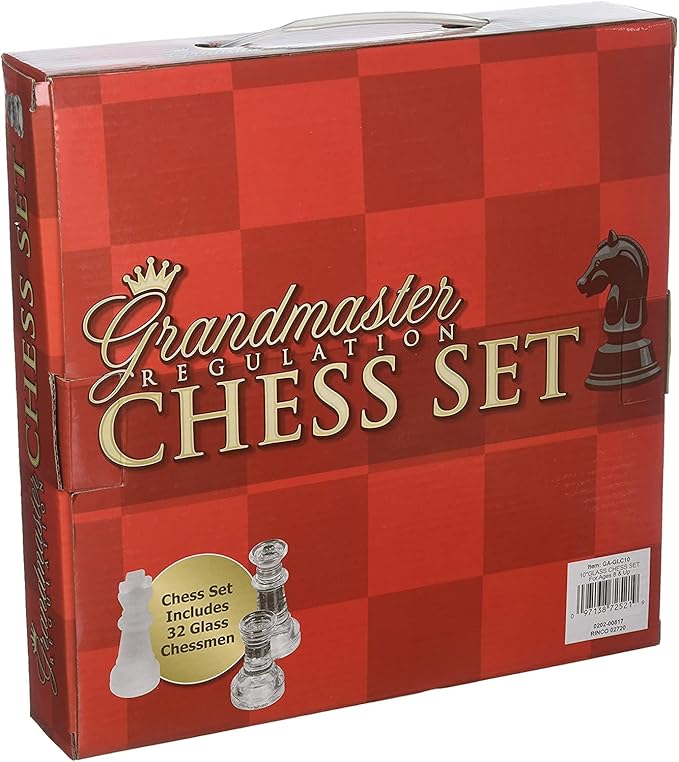 The Dreidel Company Elegant Glass Chess Set, Board Games, Great for Prizes (10" Glass Chess Set)