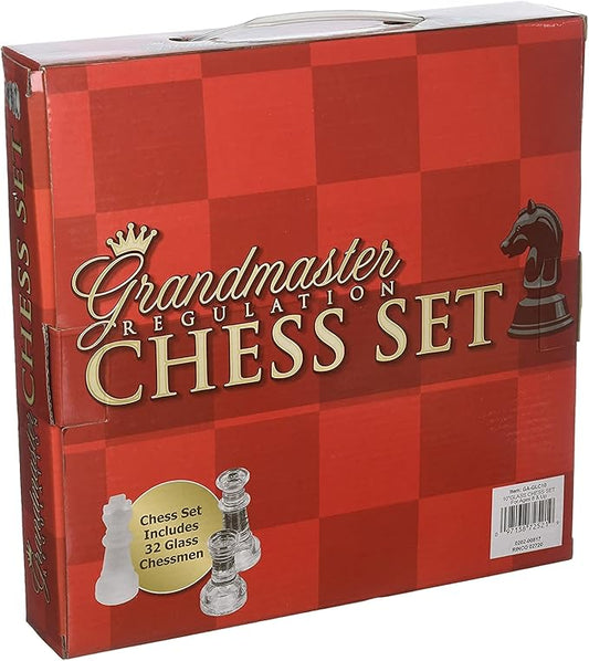 The Dreidel Company Elegant Glass Chess Set, Board Games, Great for Prizes (10" Glass Chess Set)