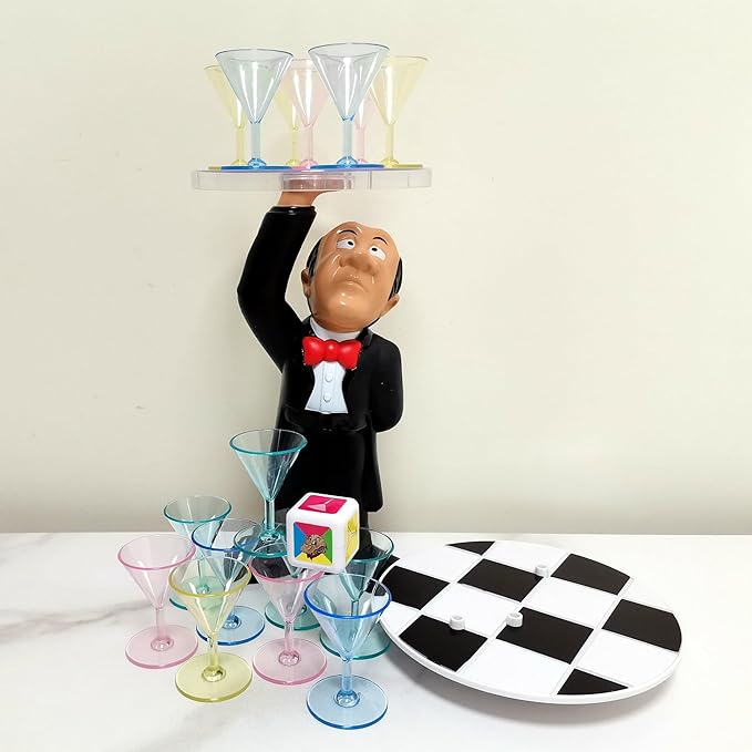 Wobbly Waiter Balance Game,Martini Glasses Stacking Game,2-4 Players Fun Family Party Topple Game,Suitable for Kids and Adults