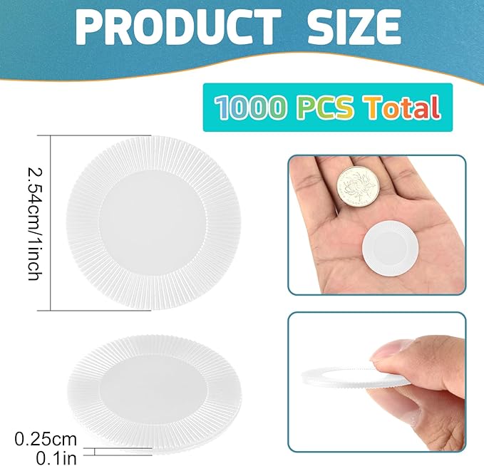 Coopay 1000 Pieces Plastic Poker Chips, Bingo Chips Bulk Learning Counters Disks Poker Card Game, Counting Markers for Math Practice, Game Tokens and Teaching Rewards, 25 mm/ 1 Inch (White)