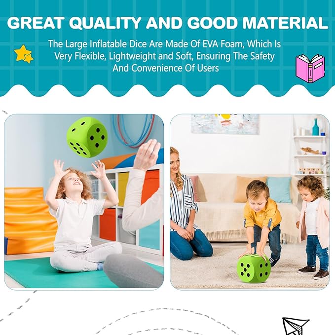 Shappy 6 Inches Foam Dice Fun Filled Large Educational Toy Kawaii Giant Dice Decorative Eva Foam Jumbo Cube Big Square Building Blocks for Game Nights Learning Sessions(Green,1 Pc)