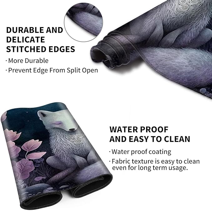 Playmat - 24" x 14" Game Mats for MTG/TCG Cards, Stitched Commander Deck Gaming Desk Mat, Fox Floral