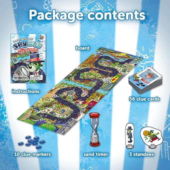 Trefl Spy Guy Chicago Detective Board Game, Chicago Symbols, Searching for Evidence and Catching Criminals, Large Board with a City, Family Game for Adults and Children from 5 Years Old