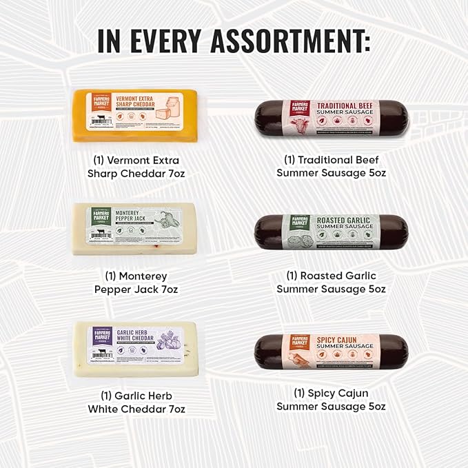 All Natural Charcuterie Gift Box, No Nitrate/Nitrite Wisconsin Sausage and Cheese, Farmers Market, Holiday Gift Basket, Classic Assortment