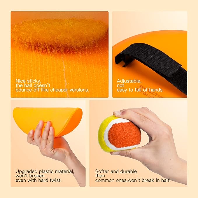 EVERICH Upgraded Toss and Catch Ball Game Set - Indoor and Outdoor Games for Kids 3-12, Beach Sand Pool Water Toy Includes 2 Paddles 2 Sticky Balls, Great Birthday Easter Gifts for Boys Girls