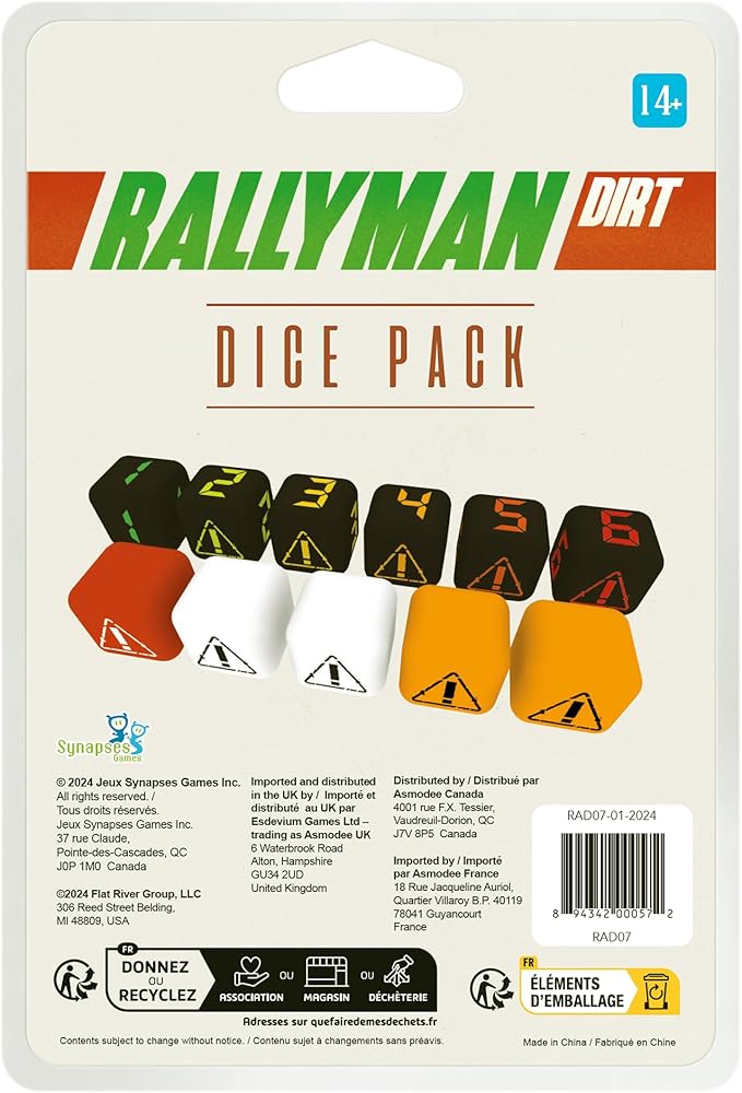 | Rallyman: Dirt - Dice Pack | Strategy Board Game Accessory | Race Cars with Dice | Includes 11 Custom Dice for 1 Player