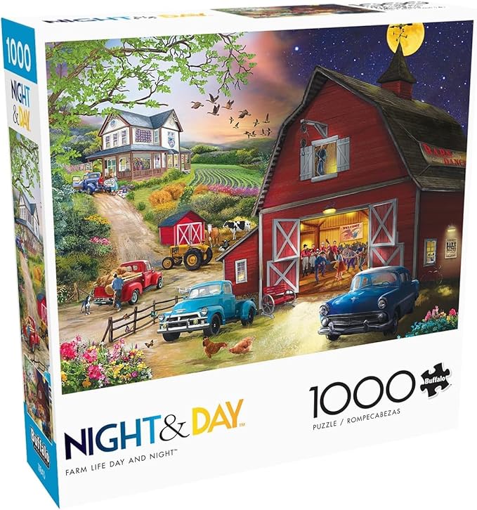 Buffalo Games - Bigelow Illustrations - Farm Life Day and Night - 1000 Piece Jigsaw Puzzle for Adults -Challenging Puzzle Perfect for Game Nights - Finished Size is 26.75 x 19.75
