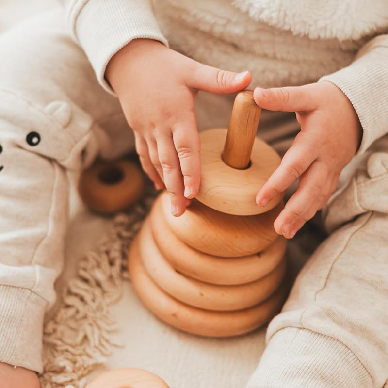 Ring Wooden Stacking Toy Montessori Wooden Pyramid Gifts for Toddlers