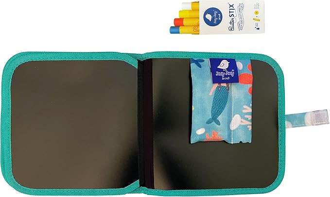 Jaq Jaq Bird Erasable Doodle Pad for Kids,Reusable Mess-Free Coloring and Toddlers Learning Toys-Chalkboard and Drawing Books-Includes 4 ButterSitx Chalks-MER