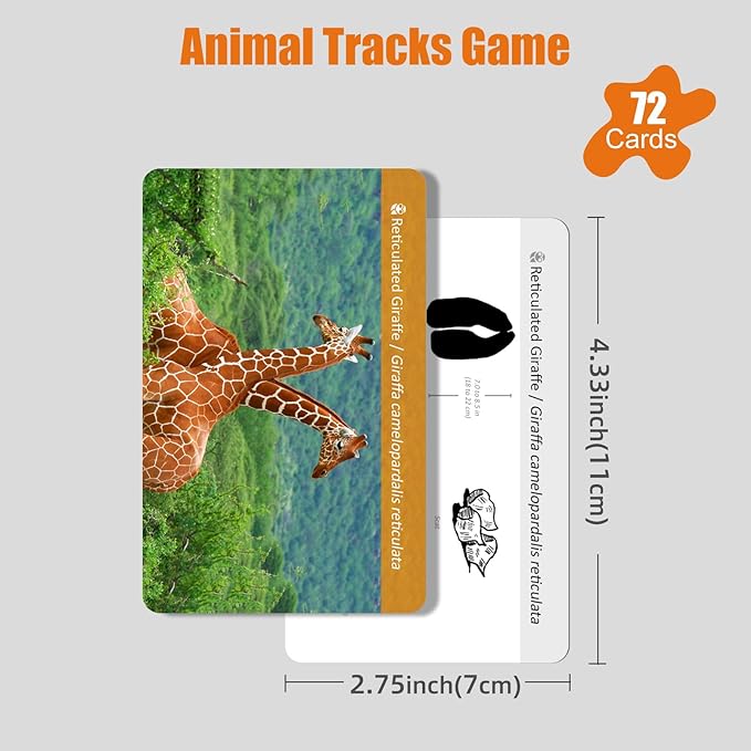 MEROCO Safari Animal Tracks Cards Game,Animal Flash Cards,Animal Tracks Matching Game,Kids Science Learning Educational Toys Homeschool Preschool Autism Learning Materials