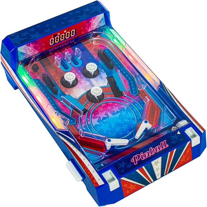 Retro Arcade Electronic: Pinball - Tabletop Game, Vibrating Bumpers, LED Lights, Sound Effects, 1 Player, Ages 6+