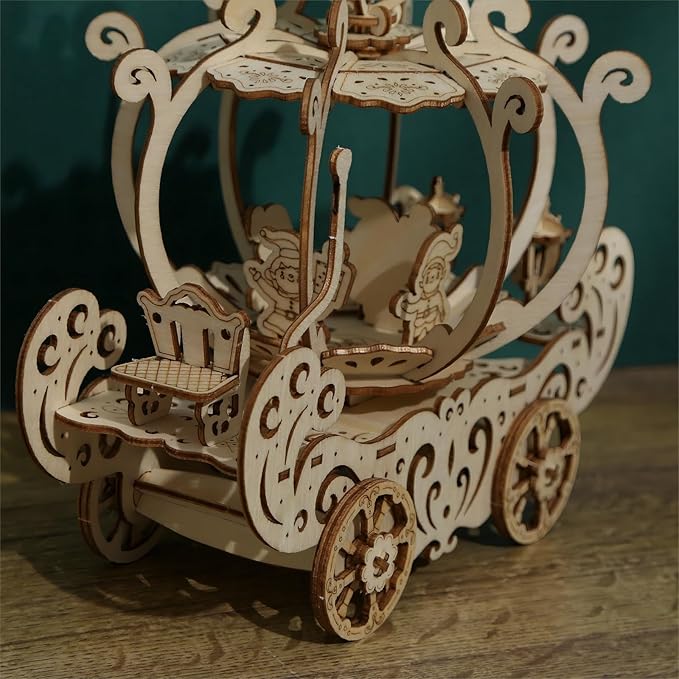 3D Wooden Puzzles Pumpkin Cart Model Kits, Brainteaser and Puzzle for Christmas/Birthday,Gifts for Adults and Teens to Build CombinationPumpkin Cart