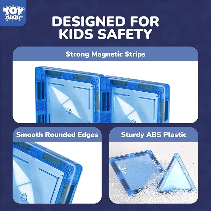 TOY Life Magnetic Tiles for Kids Ages 4-8, Magnetic Toys for Toddlers 3+, Magnet Tile Building Toy for Kids Ages 3-5, Magnet Building Tiles, Toddlers Preschool