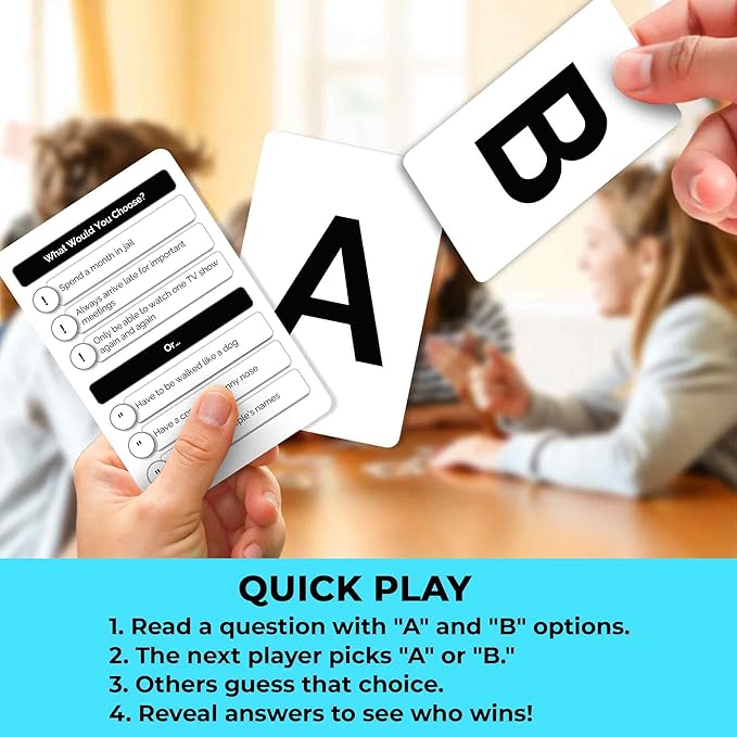 QUOKKA Board Games for Kids 8-12 Years - Family Edition - Card Game for Kids Ages 6-8 - What Would You Choose? - Pick Your Answer