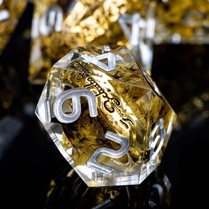 Magic Golden Ring DND Dice Set Sharp Edge Red Resin Dice with Box, for use with RPG D&D Tabletop Games Lord D and D Polyhedral Dice Set