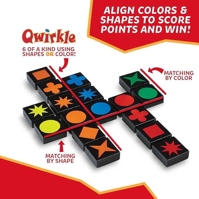 Qwirkle Board Game - Strategy Game for 2-4 Players Ages 6+ - Deluxe with Trays