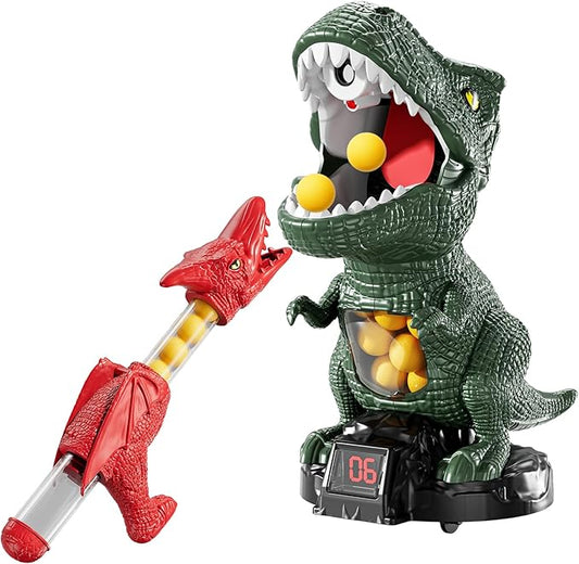 Babyhome Movable Dinosaur Shooting Toys for Kids 3 4 5 6 7+ Years, Tyrannosaurus Shooting Game with Water Mist Spray and Pterosaur Air Pump Foam Shooting Toys (Navy)