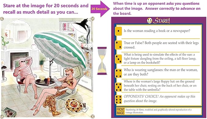 Stare - Fun Game of Visual Recall Where Quirky Image Cards Challenge Players' Minds – Classic for Adult & Family Game Night
