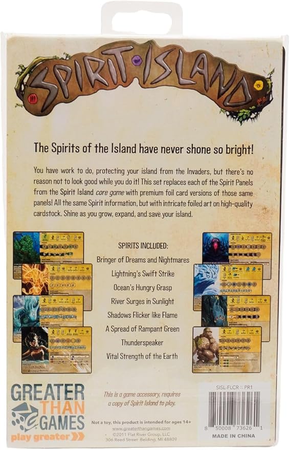 Greater Than Games | Spirit Island: Base Game - Foil Panels | Cooperative Strategy Board Game Accessory | Premium Component Upgrade