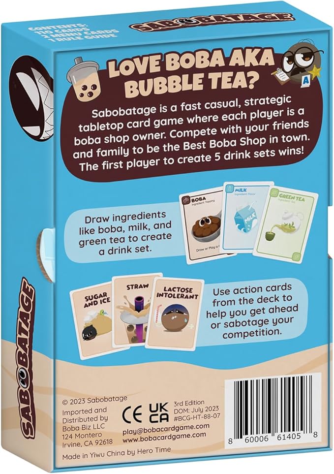 Sabobatage: The Boba Card Game | Easy Family-Friendly Party Game | Card Games for Adults, Teens & Kids | 2-5 Players (Base Game 3rd Edition)