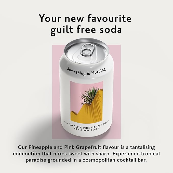 Something & Nothing Pineapple & Pink Grapefruit Flavoured Sparkling Water | Lightly Carbonated, Full Flavoured with Grape & Lemon Juice | Vegan & Low Calorie Soda | 12 Fl Oz Cans (Pack of 12)