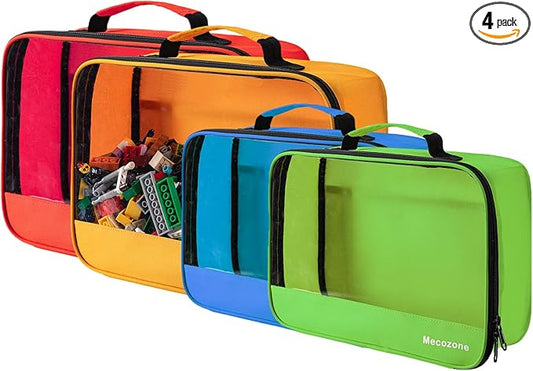 4 PCS Toys Storage Bag, Classic Bricks Building Set Storage Bag, Toy Organizer Bags for Building Toys, Puzzles, Small Large Size