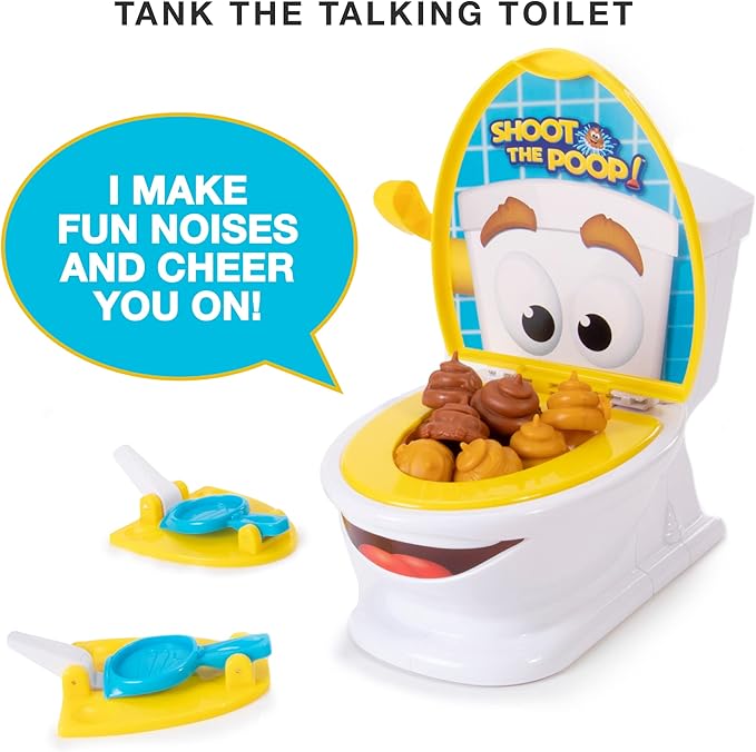 Brybelly The Original Shoot The Poop - Funny Family Game - Fast and Frenzied Flushing Poop Game with Fun Sounds for Kids