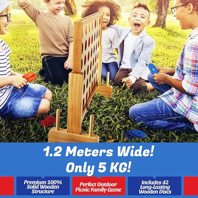 Prextex Giant 4 in A Row Connect Game with Travel Bag - Back Yard Games for Family and Friends - Includes Extra Large 42 Discs - Ideal for Team Building, Camping, Parties - Fun for All Ages, 24x27 in