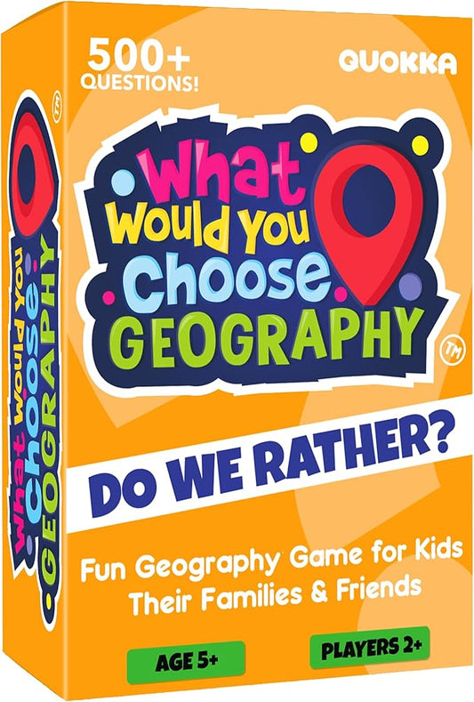 QUOKKA Board Game for 8-12 Year Olds - Geography Edition - Family Card Game for Kids Ages 5-8 - What Would You Choose | Pick Your Answer | Get to Know You - Fun Game Night for Boys & Girls
