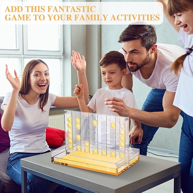 Set of 2 Acrylic Tic Tac Toe and 4 in a Row Classic Board Outdoor Games for Adults and Family Table Strategy Board Games for Living Room Table Guest Room Decor(Yellow and White)
