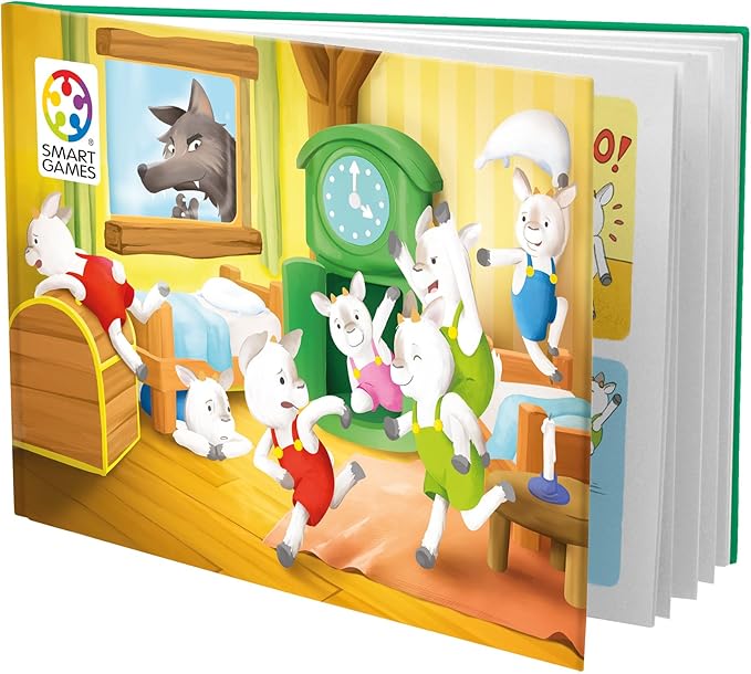 SmartGames Hide and Goat Seek - A Preschool Puzzle Game for Ages 3-7 Featuring 48 Challenged and a Bonus Picture Book