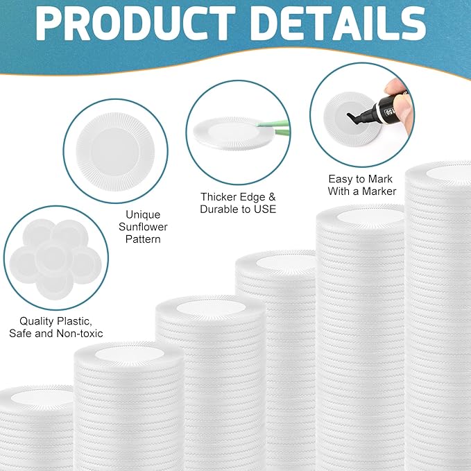 Coopay 1000 Pieces Plastic Poker Chips, Bingo Chips Bulk Learning Counters Disks Poker Card Game, Counting Markers for Math Practice, Game Tokens and Teaching Rewards, 25 mm/ 1 Inch (White)