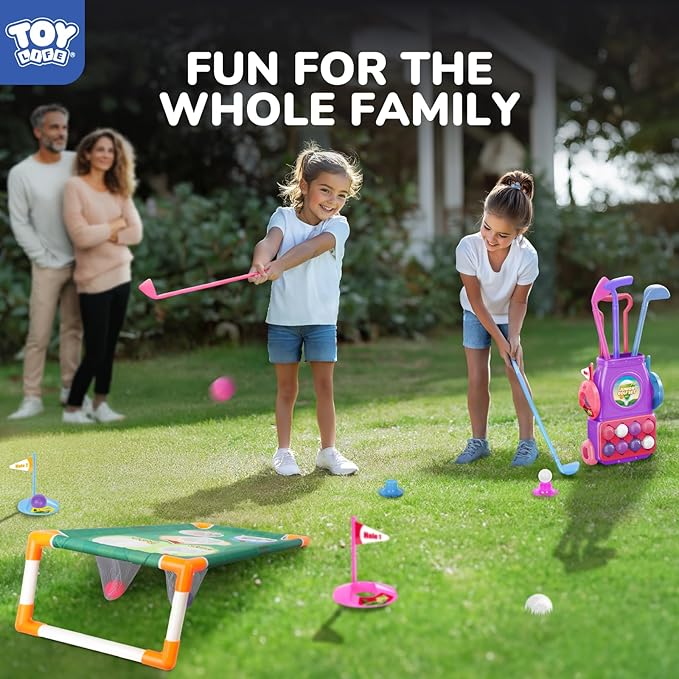 TOY Life Kids Golf Clubs Set with Golf Toss Game Toddler Baby Girl Golf Clubs 3-5 Baby Girl Golf Set Indoor & Outdoor Sport Toys Golf Game for Boys Girls Birthday Golf Gifts for 3 4 5 6 7 8 Years Old