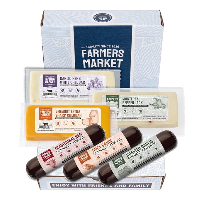 All Natural Charcuterie Gift Box, No Nitrate/Nitrite Wisconsin Sausage and Cheese, Farmers Market, Holiday Gift Basket, Classic Assortment