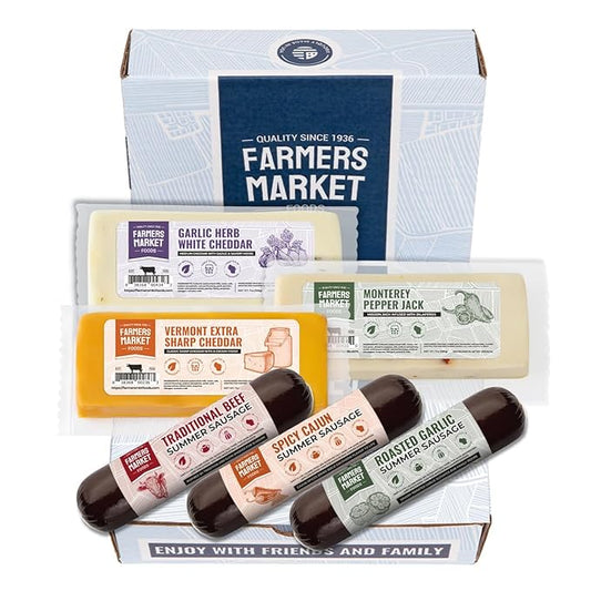 All Natural Charcuterie Gift Box, No Nitrate/Nitrite Wisconsin Sausage and Cheese, Farmers Market, Holiday Gift Basket, Classic Assortment