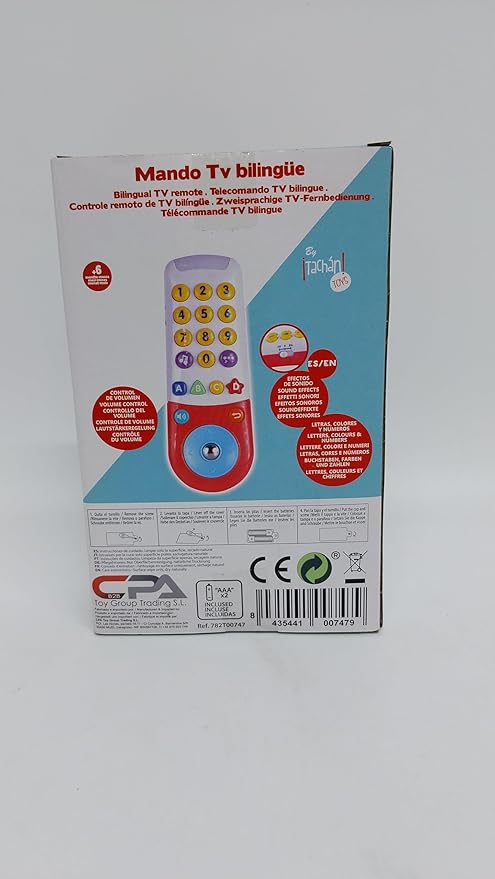 Bilingual TV Remote Control - Music and Sounds - Early Childhood Toy - with Volume Controller (CPA Toy Group 782T00747)