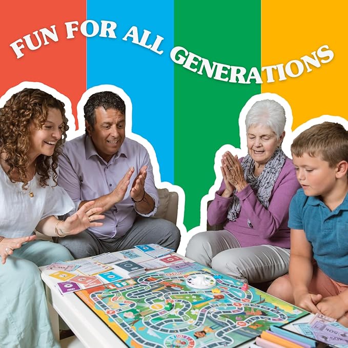 Joy for All The Game of Life Generations - Board Games for Seniors - New Generational Spaces - Big Easy to Read Action Cards for Older Adults with Low Vision - Memory Game Log - Activity for Elderly
