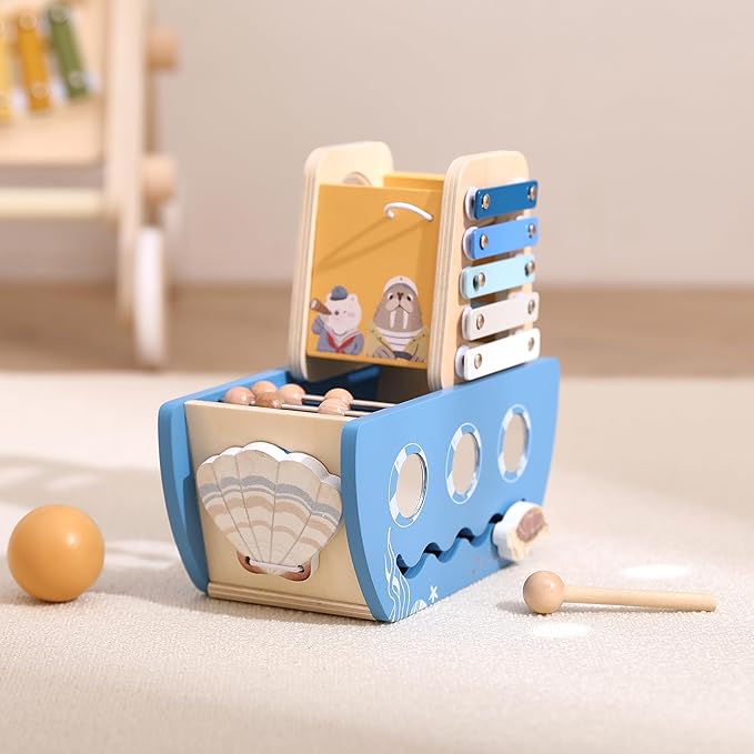 let's make Wooden Activity Cube 8-in-1 Montessori Toys Includes Object Permanent Box Early Learning Activity Cube Montessori Sensory Toys for Toddler Baby First Birthday Gifts